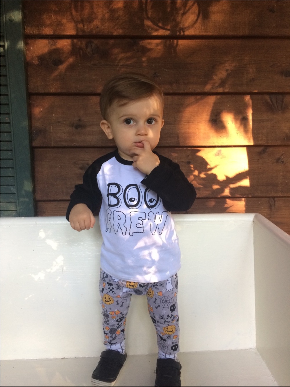 Boo Crew 2PC Toddler Raglan Tee in Black & White